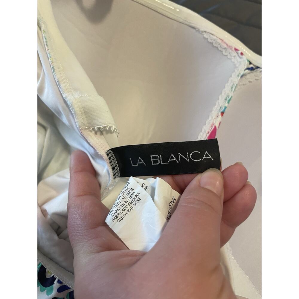 LA BLANCA WAVES OF COLOR COLORFUL RUFFLE BANDEAU ONE PIECE SIZE 16 PLUS SWIM - Picture 11 of 11